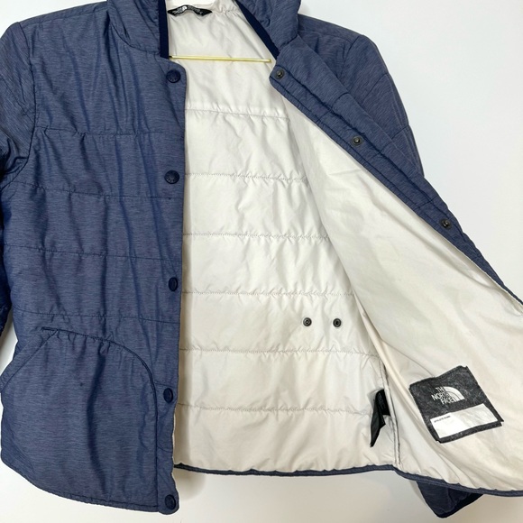 The North Face Blue Puffer Jacket Long Sleeved Hooded Pockets Insulated Girls 18 - Picture 4 of 13